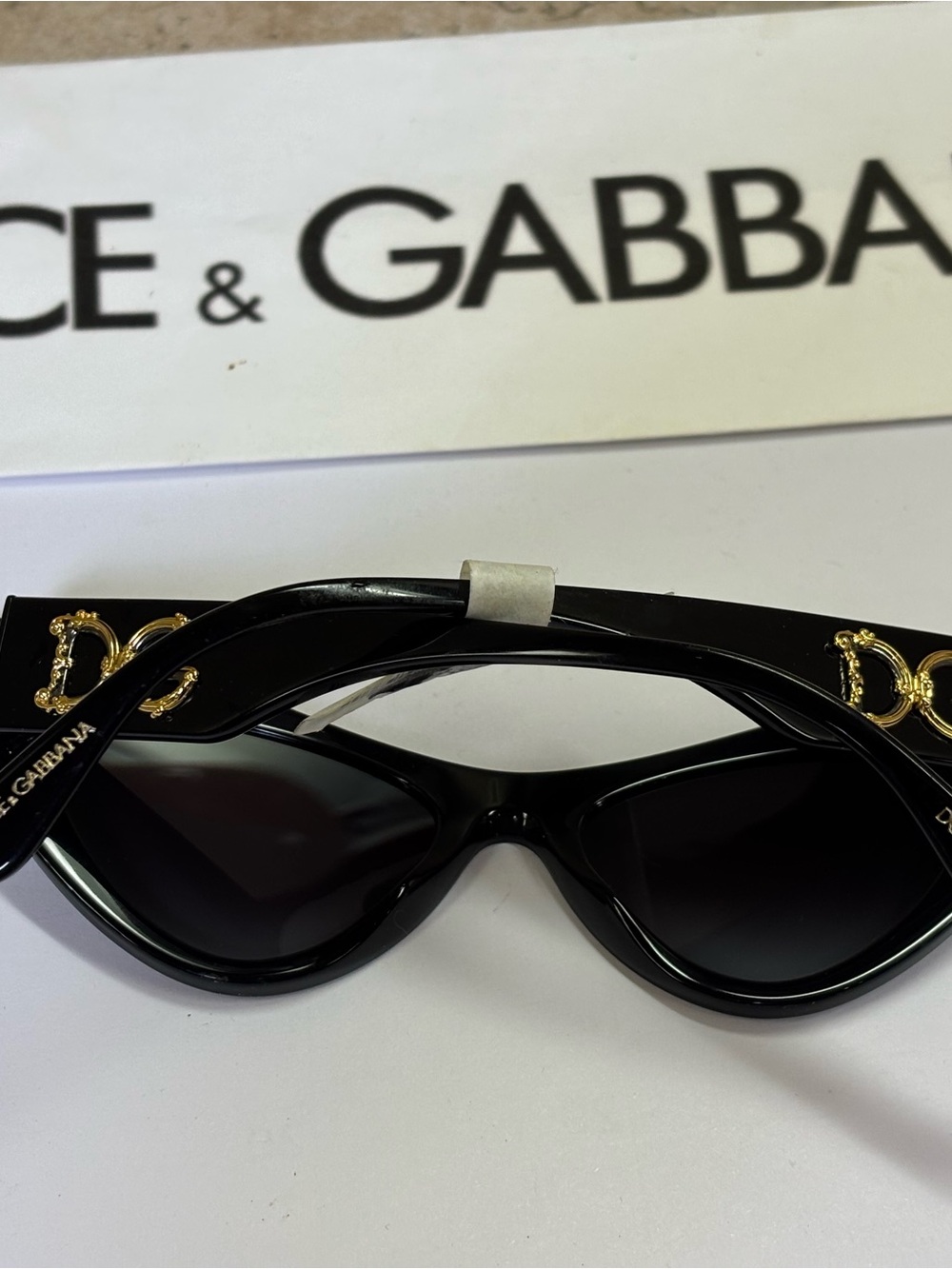 New Dolce & Gabbana DG4368 501/8G Black Cat-Eye Sunglasses with Dark Lenses - Picture 10 of 11